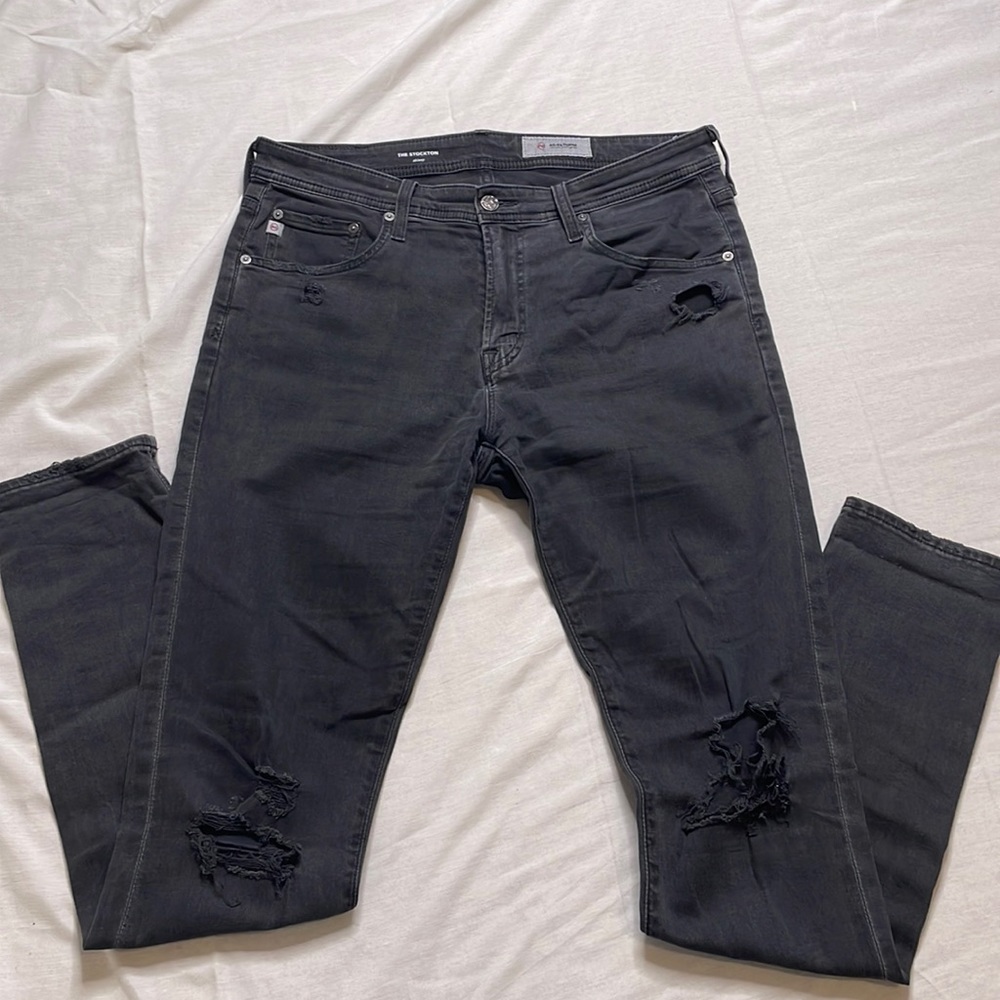 AG-ED Black Distressed Denim Jeans (#127)